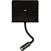 9W LED sieninis šviestuvas CALMA, juodas, 3000K, su skaitymo šviestuvėliu ir USB, A3836001N