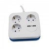Ilgintuvas 3-vietis V-TAC, 2usb jungtys, 3G1.5MM2 X1.4M, baltas, kvadratinis