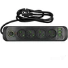 Ilgintuvas, 4-vietis, juodas, 1500mm, su USB