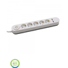 Ilgintuvas 5-vietis V-TAC, 2 usb jungtys, baltos spalvos, šviečiantis įjungimo mygtukas