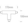 Kairysis T formos bėgelio sujungimas, baltas, 41016A/W/L