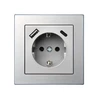 Liregus Kištukinis lizdas EPSILON, SCHUKO lizdas ir USB A+C įkroviklis 17W, be rėmelio, baltas