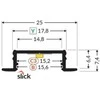 LED juostos profilis GROOVE14.V2 BC3/Y, anoduoto aliuminio, 2m