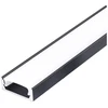 LED paviršinis profilis P01, juodas, 2m, su dangteliu ir užbaigimais