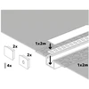 LED užglaistomas profilis KG01, anoduoto sidabro sp., 2m, su dangteliu ir užbaigimais