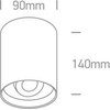 Lubinis šviestuvas 10W LED cilindro formos šviestuvas, baltas, 3000K, 12110D/W/W