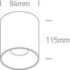 Lubinis šviestuvas 20W LED cilindro formos šviestuvas, juodas, 3000K, 12120Z/B/W