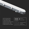 V-tac 36W LED šviestuvas T8, 120cm, 6500K, pieno sp. dangteliu, su mikrobangų judesio jutikliu