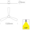 Lubinis šviestuvas 40W ventiliatorius su dimeriuojamu 22W LED šviestuvu, juodas/šviesaus medžio sp., 3000/4000/5500K, 6314LC/B/V