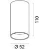 Lubinis šviestuvas 9W LED paviršinis šviestuvas TUB M S 110, juodas, 3000K, 35°