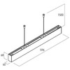Pakabinamas šviestuvas 30W LED paviršinis/pakabinamas linijinis šviestuvas XUNO SYSTEM, baltas, 4000K, IP40