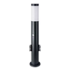 Pastatomas lauko šviestuvas V-TAC su judesio davikliu ir dviem kištukiniais lizdais, E27, IP44, 60cm aukščio, juodas