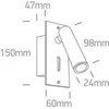 Bikuvalt 3W LED sieninis šviestuvas- skaitymo lempa, juodas, 3000K, 65746R/B/W