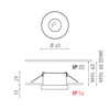 5W LED įleidžiamas šviestuvas PUCK RECESSED S, baltas, 3000K, IP54