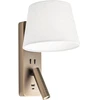 Sieninis šviestuvas NEMIA, E27, sendintos bronzos sp., be gaubto, su skaitymo šviestuvėliu ir USB, 01-4648
