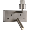 Sieninis šviestuvas ROMEO, E27, matinės nikelio sp., su skaitymo šviestuvėliu ir USB, be gaubto, A3971081NMSP