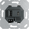 USB lizdas JUNG USB15CASW, juodas