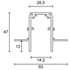 Užglaistomas magnetinis bėgelis VIOKEF MAGNETIC, juodas, 48V, 2m, su dangteliu ir užbaigimais, 02/0202-2