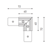 Vienos plokštumos magnetinių bėgelių kampinis sujungimas TRACK 48V SURFACE SHORT, 72mm