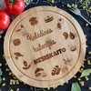 Apvali bambukinė pjaustymo lentelė "Kalėdinės kalorijos nesiskaito"