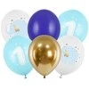 PartyDeco Balionai "One Year", pastelinė žydra (6vnt)