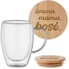 Dvigubo stiklo puodelis "Žmona. Mama. Bosė." 350ml