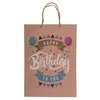 Kraft popieriaus dovanų maišelis "Happy Birthday" (34,5x25x8,5cm)