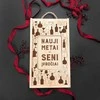 Medinė 2 butelių dėžė "Nauji metai - seni įpročiai"