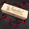 Medinė butelio dėžė "Šypsokis - čia yra vyno"