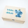 Medinė skrynelė "Krikšto dėžutė su drambliuku"