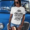 Moteriški marškinėliai "Queens are born" su Jūsų pasirinktu mėnesiu