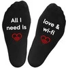 Moteriškos kojinės su spauda ant padų "Love &amp; Wifi"