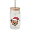 Stiklainis gėrimams su metaliniu šiaudeliu "Teddy bear", 400ml