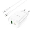 Įkroviklis Borofone BN4 1xUSB, 1xType-C QC 3.0, PD 2.0 20W, baltas