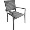 Lauko baldų komplektas NOVELLY HOME, iš plieno, ratano, grūdinto stiklo, spl. tamsiai pilka, 4 vnt. kėdė 550x590x860 mm, 1 vnt. stalas 900x9