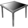 Lauko baldų komplektas NOVELLY HOME, iš plieno, ratano, grūdinto stiklo, spl. tamsiai pilka, 4 vnt. kėdė 550x590x860 mm, 1 vnt. stalas 900x9
