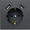 Tope Lighting Juodas kištukinis lizdas su USB + TYPE C "BORA" (su įžeminimu be rėmelio)