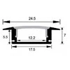 LED profilis su skaidriu sklaidytuvu, įleidžiamas P024 2000x24.5(17.5)x7mm