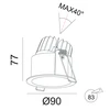 Lubinis šviestuvas FULL Dimeriuojamas Įleidžiamas LED šviestuvas ANGELO R1031, 10W, 3000K, 60°, garantija 10 metų