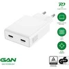 Sieninis įkroviklis 4smarts PDPlug Slim dvigubas 65W GaN 2xUSB-C baltos spalvos