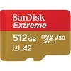 SanDisk Extreme Micro SDXC 512GB + SD adapteriai + 1 metų RescuePRO Deluxe iki 190MB/s &amp; 130MB/s Skaitymo/Rašymo greitis A2 C10 V30 UHS-I U3