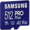 Atminties kortelė SAMSUNG PRO Plus Micro SD 512GB Iki 180MB/s Skaitymas ir 130MB/s Rašymo greitis su 10 klasės 4K UHD įsk. Kortelių skaitytuvas 2023
