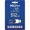 Atminties kortelė SAMSUNG PRO Plus Micro SD 512GB Iki 180MB/s Skaitymas ir 130MB/s Rašymo greitis su 10 klasės 4K UHD įsk. Kortelių skaitytuvas 2023