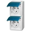 BUSCH JAEGER BJ 20-02EW-53 Steckdose m.Klappdeckel senkrecht 2f ocean IP44 grau/blau