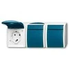 BUSCH JAEGER BJ 2300/3EW-53 Steckdose m.Klappdeckel waagerecht 3f ocean IP44 grau/blau