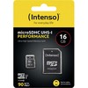 Atminties kortelė „Intenso Micro SDHC“ 16 GB 10 klasės UHS-I U1 našumas