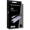 HUB USB Conceptronic CONCEPTRONIC Adapteris USB-C/-A3.0->GbE+3x-A3.0 5Gbs gr