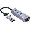 HUB USB Conceptronic CONCEPTRONIC Adapteris USB-C/-A3.0->GbE+3x-A3.0 5Gbs gr