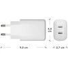 dbramante1928 - Įkroviklis - Sieninis įkroviklis GaN - 2x USB-C 25W EU - Baltas