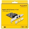 Tinklo plokštė Delock DeLOCK PCIE x1 į 2x RJ45 Gbit, tinklo kamera